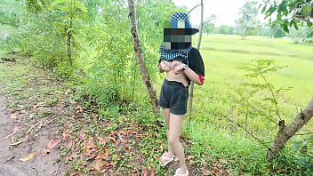 Thai Girl Strolls By The Roadside, Flaunting Her Pussy With Clear Thai Audio.