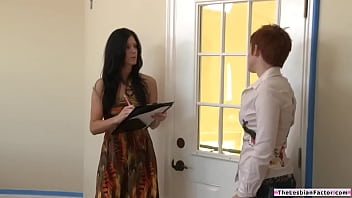 Petite Milf Gets Her Tight Little Tits Worshipped By A Hungry Lesbian Client