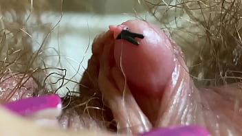 Gaping Wet Cunt And Swollen Clit Up Close, Hairy Giantess Spreading Her Ass And Moaning