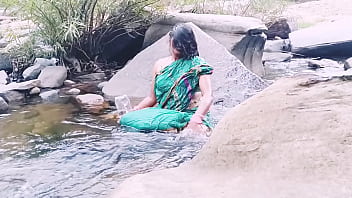 Sultry Village Aunty Bathes Under The Waterfall, Whispering Filthy Telugu Desires.
