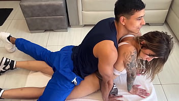 Sweaty, Ripped Gym God Dominates Petite Colombian Bombshell In Scorching Hot Session