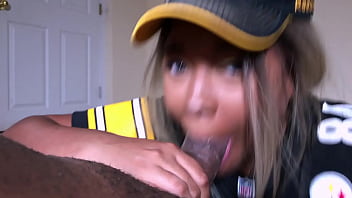 Get On Your Knees And Worship This Cock While I Watch My Steelers Dominate
