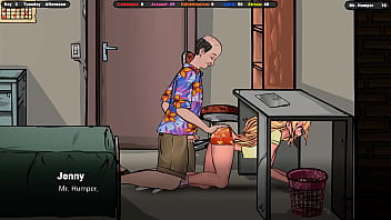 Sneaky Landlord Spills His Seed All Over Jenny’s Plump Ass While She’s Crawling Under The Table