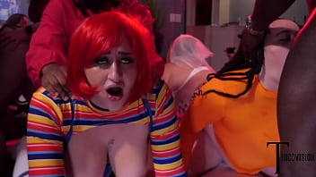 Spoopy Season Slut Fest: Thick White Pawg And Big Black Cock Halloween Gangbang