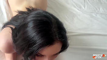 Unrestrained Brunette Gives Intense Deep Throat And Takes Rough Hardcore Fucking Until She Gets A Faceful Of Cum