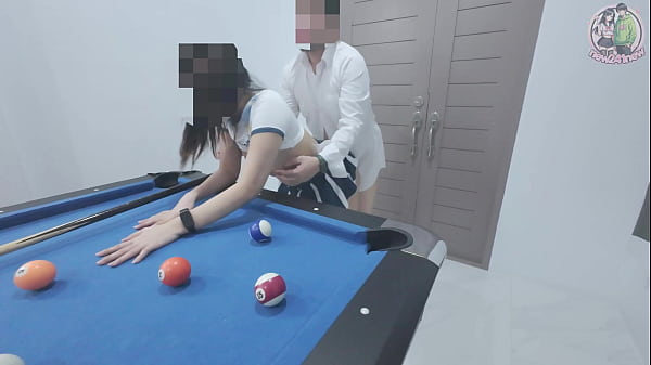 Thai Girl Climbs The Pool Table And Gets Pounded Hard! Thai Moans
