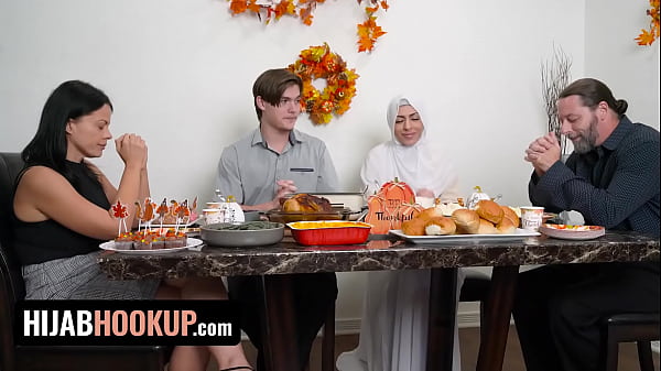 Hijab-wearing Hottie Audrey Royal Gets A Ravishing Thanksgiving Feast On The Dining Table