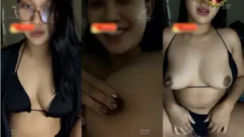 Baby Isadora In Black Bikini Teasing Her Tits