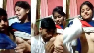 Sleazy Uncle Slurps On Cousin’s Ripe Tits In Homemade Desi Clip