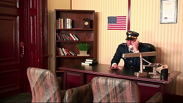 Two Stacked, Bi-curious Coeds Seduce Captain Christian Into A Raunchy Office Threesome