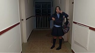 Catching My Neighbor In Her School Uniform Outside Her House