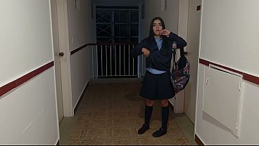 Catching My Neighbor In Her School Uniform Outside Her House
