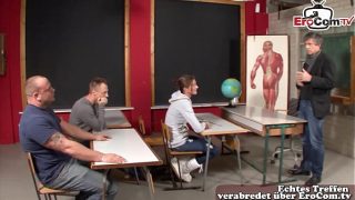 German Student Gets Wild With Two Guys In Amateur Campus Threesome