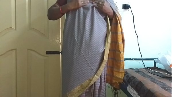 Desi Indian Tamil Telugu Kannada Malayalam Hindi Horny Cheating Wife Vanitha In A Tight Grey Saree, Flaunting Huge Tits And A Clean-shaven Pussy, Squeezing Her Hard Nipples And Rubbing Her Wet Slit Until She Cums.