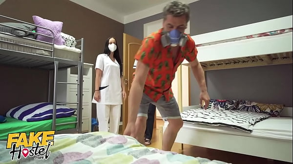 Fake Hostel Threesome With Two Hot Nurses, A Redhead And A Latina, Getting Nasty