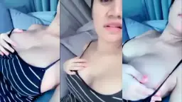 Alondra Lying Down While Squeezing Her Tits With Uting’s Dick Popping Out
