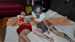 My Stepdaughter Lures Her School Friend Onto My Bed For Some Hot Girl-on-girl Action.