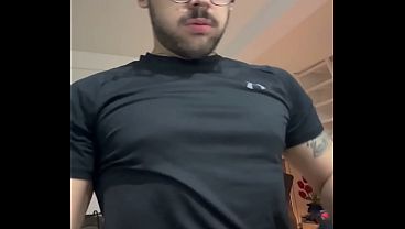 Big Muscular Guy Stroking His Thick Cock After The Gym